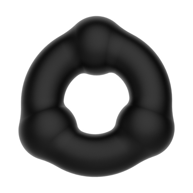 Черное эрекционное кольцо с 3 шариками - Crazy Bull