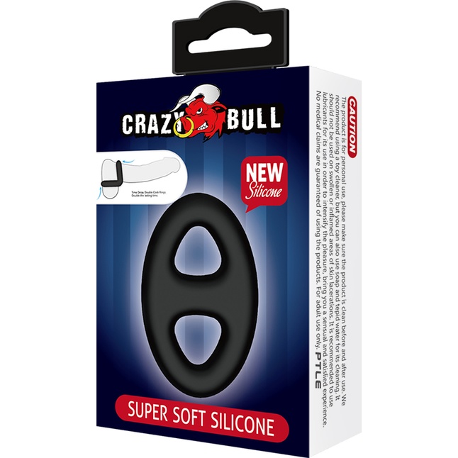Чёрное эрекционное кольцо с петлёй для мошонки - Crazy Bull. Фотография 5.