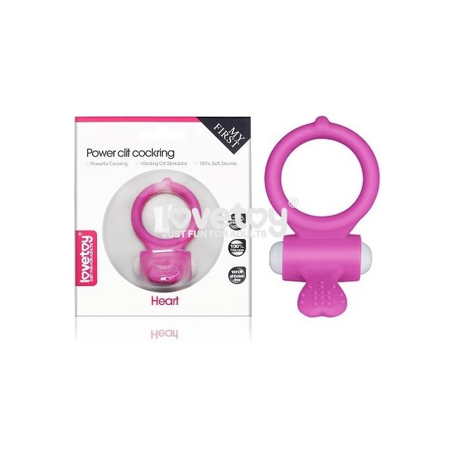 Розовое виброкольцо для пениса Power Heart Clit Cockring. Фотография 2.