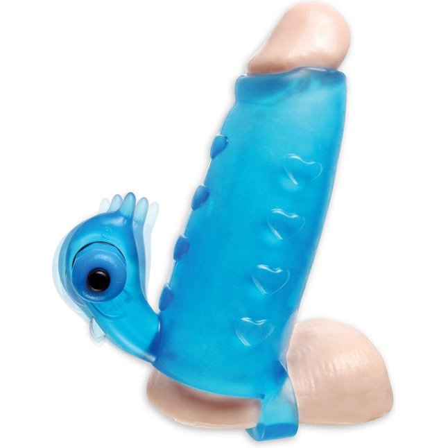 Голубая утолщающая насадка на пенис Deluxe Vibrating Penis Enhancer - 15 см - Pipedream Products. Фотография 2.