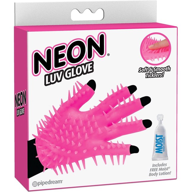 Розовая перчатка для мастурбации Luv Glove - Neon Luv Touch. Фотография 4.