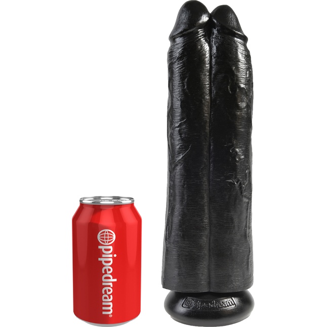 Сдвоенный черный фаллоимитатор на присоске 11 Two Cocks One Hole - 30,5 см - King Cock. Фотография 2.
