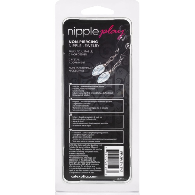 Подвески на соски с прозрачными капельками Non-Piercing Nipple Jewelry Crystal Teardrop - Nipple Play. Фотография 4.