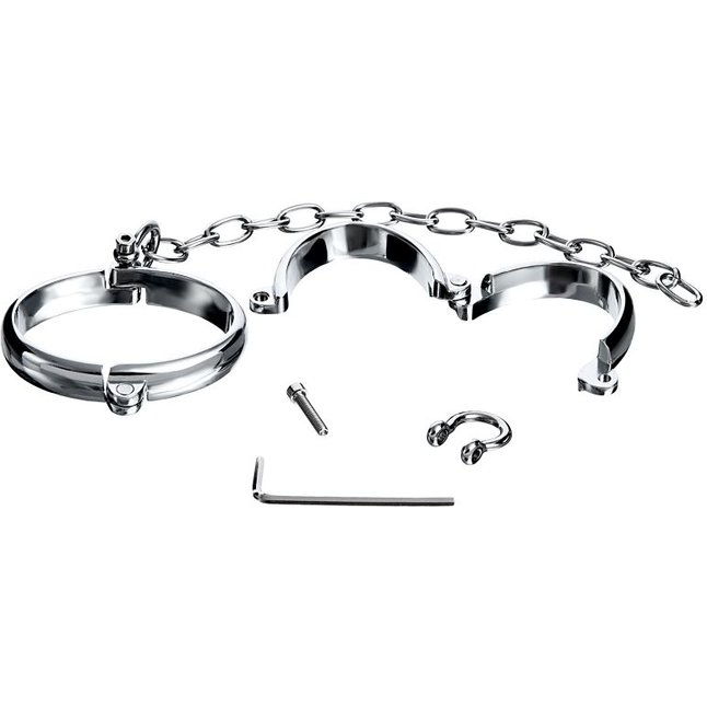 Серебристые металлические наручники с цепочкой Metal - размер S - Metal. Фотография 2.