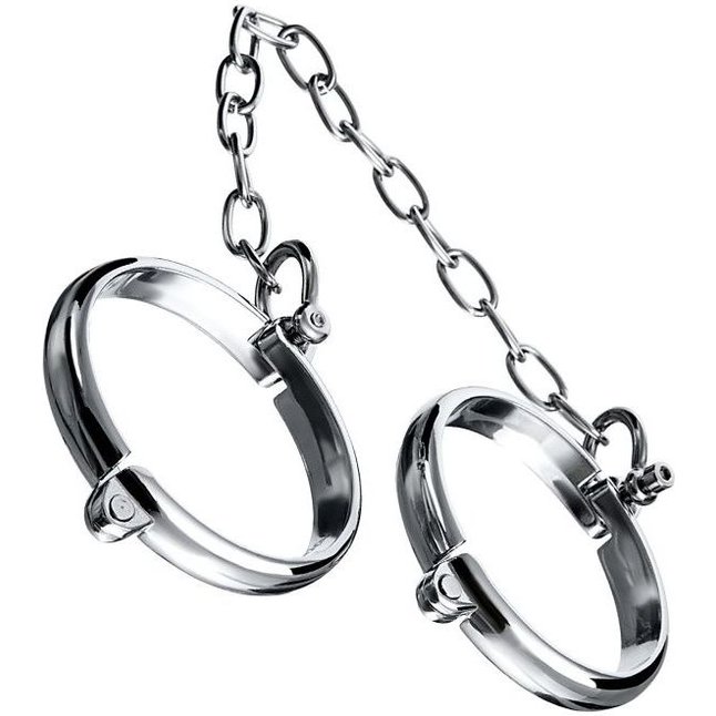 Серебристые металлические наручники с цепочкой Metal - размер S - Metal