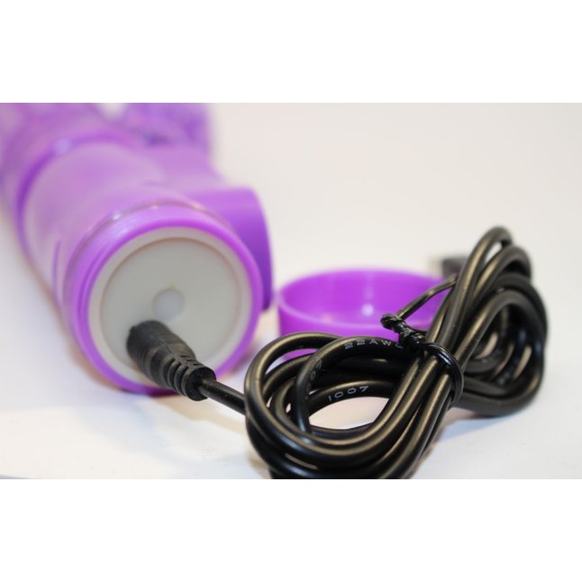 Фиолетовый вибратор-ротатор с клиторальным стимулятором - 22,5 см. Фотография 3.