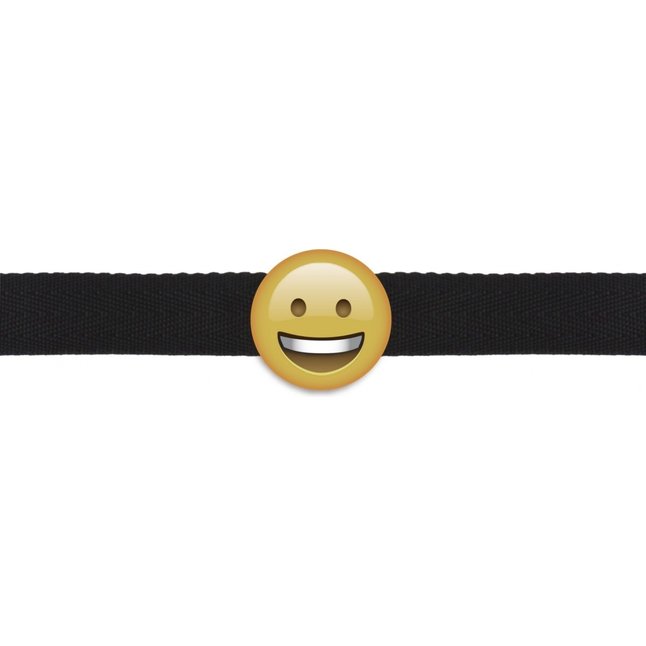 Кляп-смайлик Smiley Emoji с черными лентами - S-line. Фотография 2.