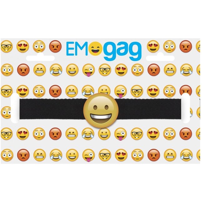 Кляп-смайлик Smiley Emoji с черными лентами - S-line. Фотография 3.