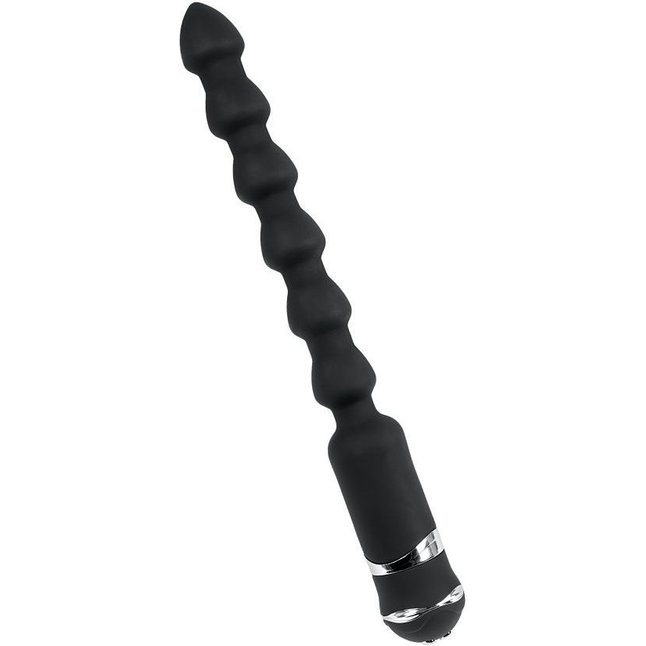 Черный силиконовый анальный вибростимулятор TOYFA - 35 см - Basic