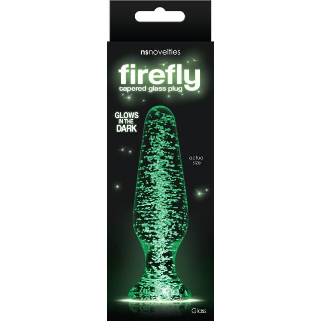 Прозрачная, светящаяся в темноте анальная пробка Glass Tapered Plug - 11,5 см - Firefly