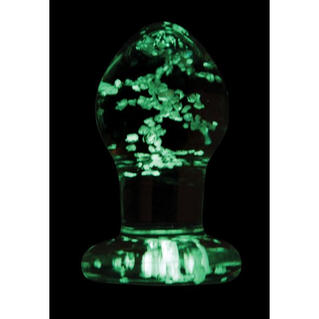 Прозрачная, светящаяся в темноте анальная пробка Glass Plug Small - 6,3 см - Firefly