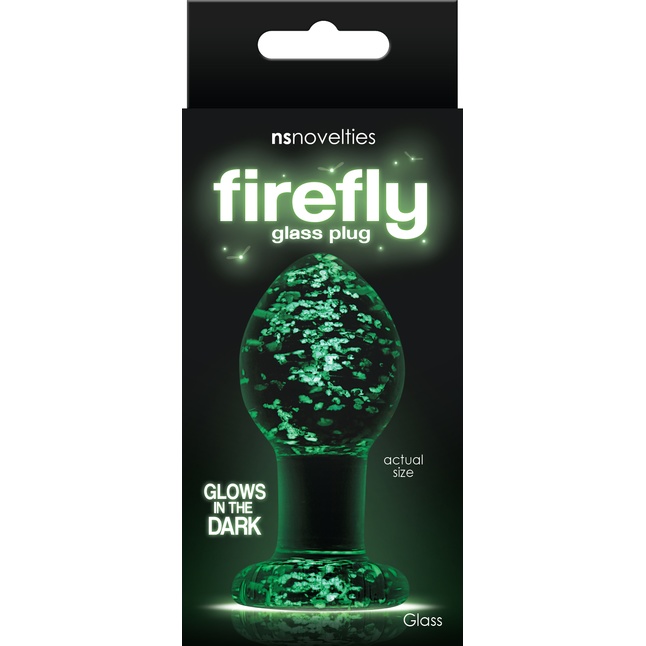 Прозрачная, светящаяся в темноте анальная пробка Glass Plug Medium - 8 см. - Firefly
