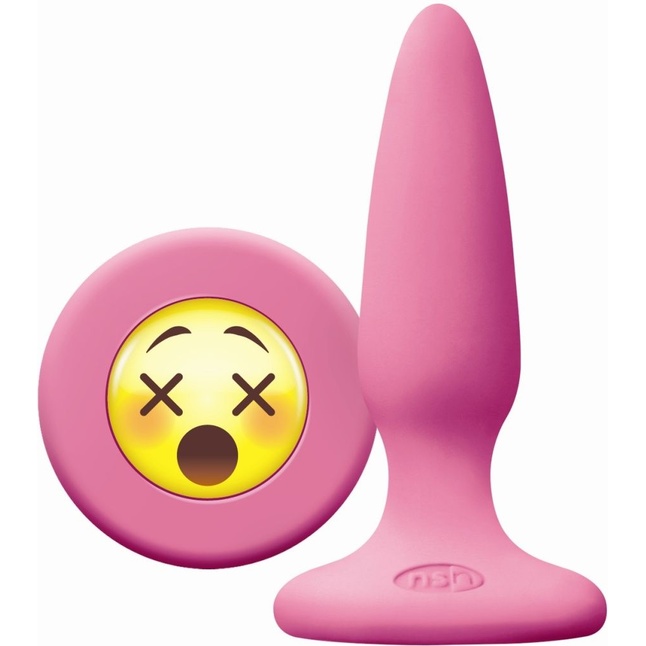 Розовая силиконовая пробка Emoji Face WTF - 8,6 см - Mojis