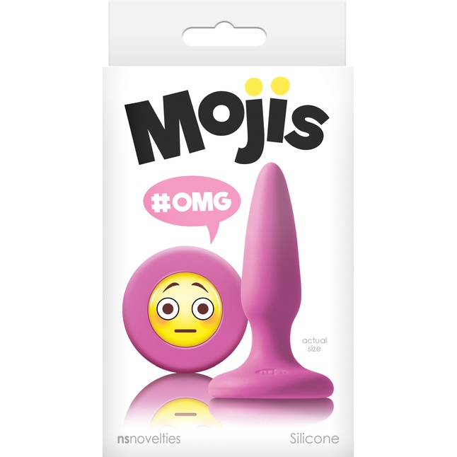 Розовая силиконовая пробка Emoji Face OMG - 8,6 см - Mojis. Фотография 2.