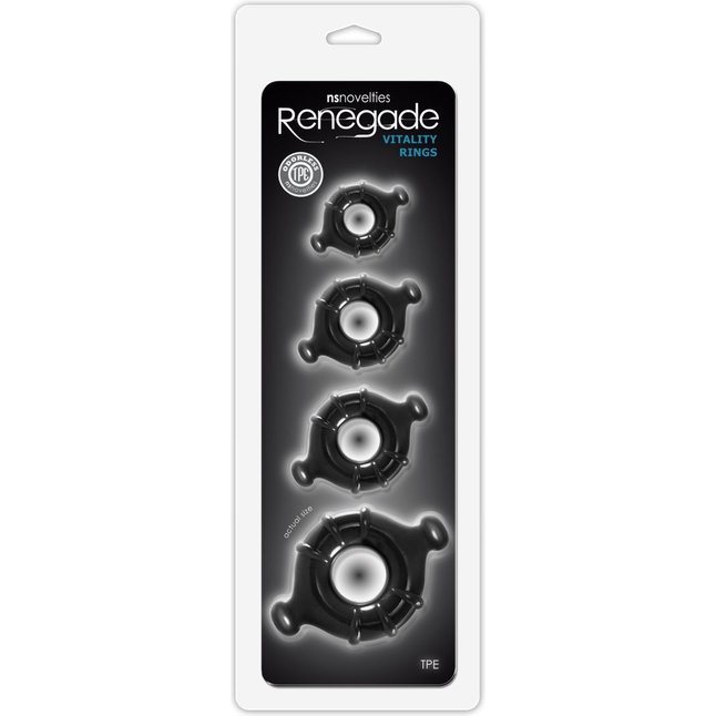 Набор черных эрекционных колец Vitality Rings разного диаметра - Renegade. Фотография 2.