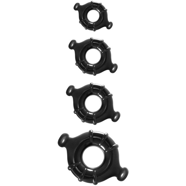 Набор черных эрекционных колец Vitality Rings разного диаметра - Renegade