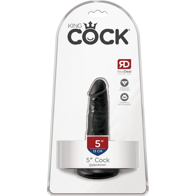Черный анальный фаллоимитатор на присоске 5 Cock - 14 см - King Cock. Фотография 5.
