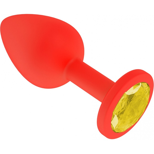 Красная анальная втулка с желтым кристаллом - 7,3 см. - Анальные втулки с кристаллом. Фотография 2.