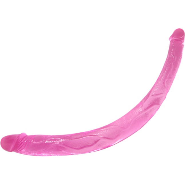 Розовый двусторонний фаллоимитатор из упругого геля - 42 см. Фотография 2.