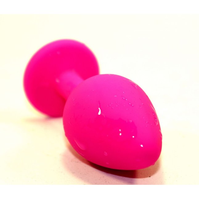 Розовая силиконовая коническая пробка с розовым стразом - 8,2 см. Фотография 3.