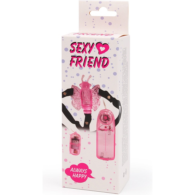 Розовая вибробабочка Sexy Friend на ремешках - SEXY FRIEND. Фотография 4.