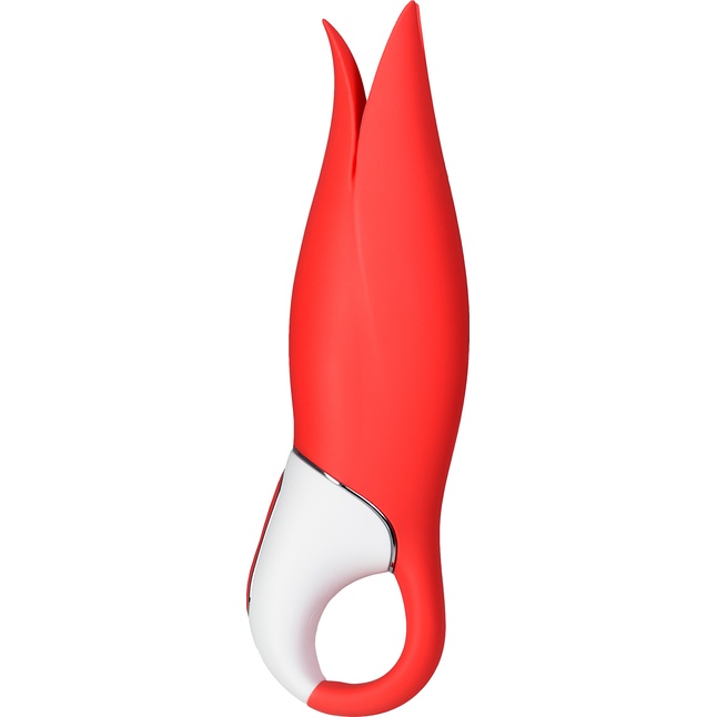 Красный вибратор Satisfyer Power Flower с лепестками - 18,8 см. Фотография 2.