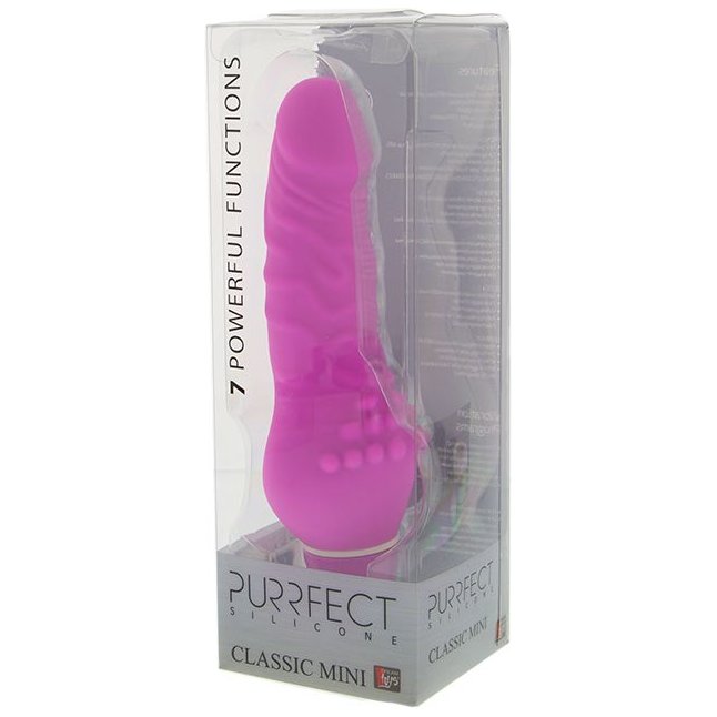 Розовый вибратор с широким основанием PURRFECT SILICONE CLASSIC MINI - 13 см - Purrfect Silicone. Фотография 2.