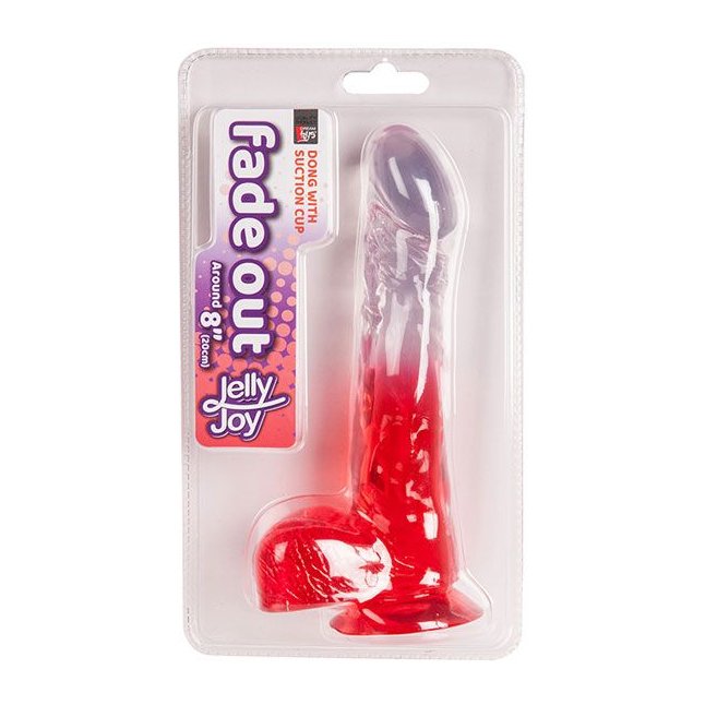 Красный фаллоимитатор с прозрачной верхней частью JELLY JOY FADE OUT DONG 8INCH - 20,3 см - Jelly Joy. Фотография 2.