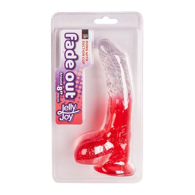 Красный фаллоимитатор с прозрачной верхней частью JELLY JOY FADE OUT DONG 8INCH - 20 см - Jelly Joy. Фотография 2.