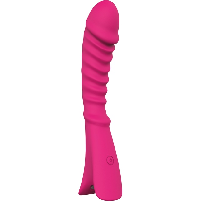 Розовый перезаряжаемый вибратор с ребрышками NAUGHTY BARONESS - 12,5 см - Good Vibes