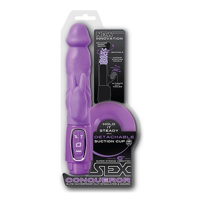 Фиолетовый реалистичный вибратор SEX CONQUEROR SPIRAL MOTION DUO VIBE - 21 см. Фотография 2.