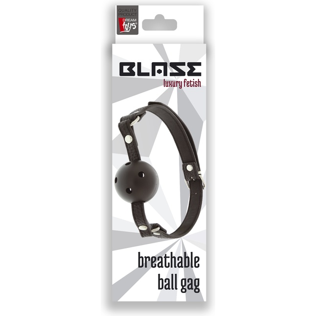 Пластиковый кляп-шар с отверстиями на полиуретановых ремнях BLAZE BREATHABLE BALL GAG - Blaze. Фотография 2.