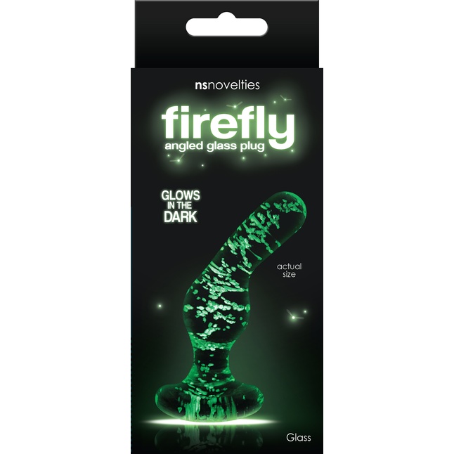Стеклянная, светящаяся в темноте пробка FIREFLY GLASS ANGLED PLUG - 11 см - Firefly