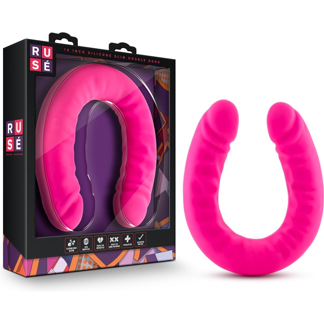 Розовый двусторонний фаллоимитатор 18 inch Silicone Slim Double Dong - 45,7 см. - Ruse. Фотография 5.