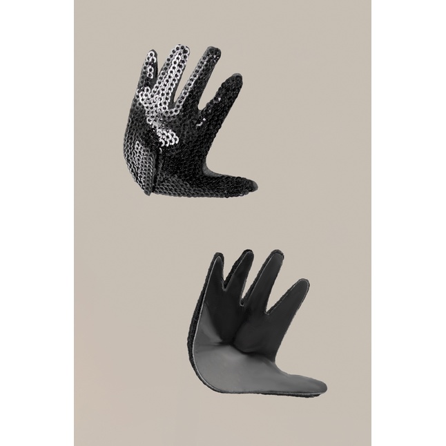 Чёрные пэстисы Hands в форме ладошек с пайетками - WANAME APPAREL. Фотография 2.