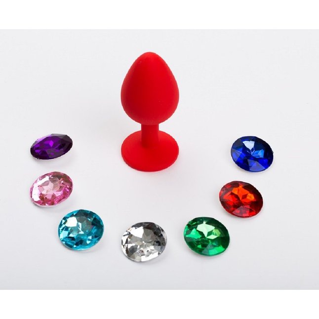 Красная малая силиконовая пробка с 7 сменными кристаллами - 7,1 см