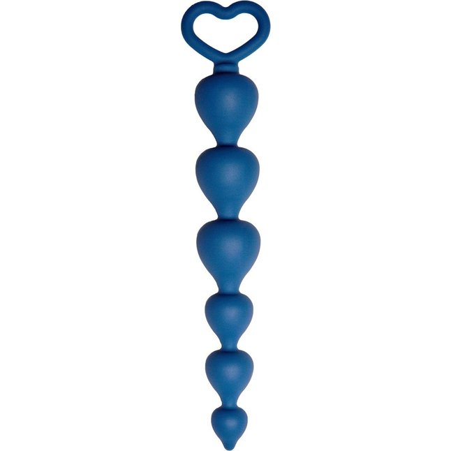 Синяя анальная цепочка Heart Ray - 17,5 см - Core collection