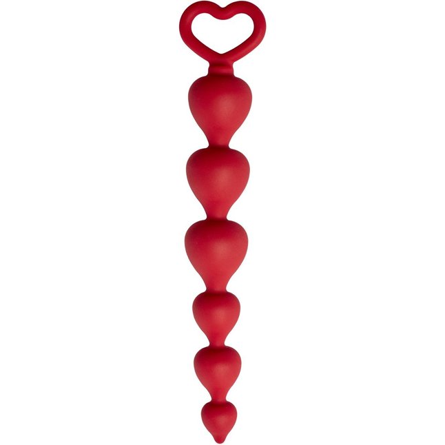 Бордовая анальная цепочка Heart Ray - 17,5 см - Core collection