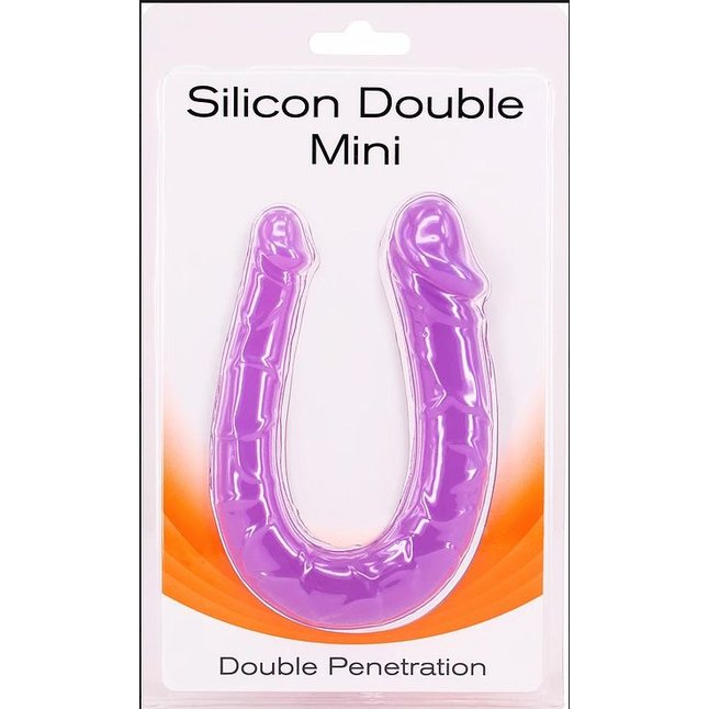 Фиолетовый двусторонний мини-фаллоимитатор Silicon Double Mini - 23 см. Фотография 2.