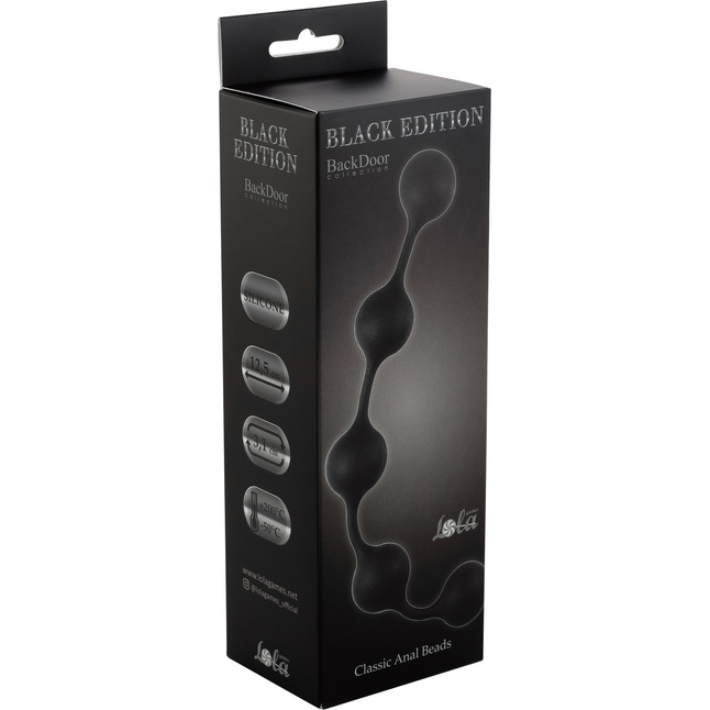 Чёрная анальная цепочка Classic Anal Beads - 31,5 см - Back Door Collection Black Edition. Фотография 2.