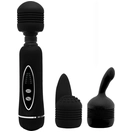  Черный вибромассажер со сменными насадками Power Wand - 20,5 см. 
