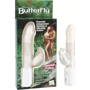  Вибратор с клиторальным стимулятором Pearl Butterfly 15 см 