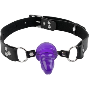  Фиолетовый гелевый кляп-фаллос Penis Ball Gag 