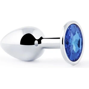  Анальное украшение SILVER PLUG SMALL с синим кристаллом 7,2 см 