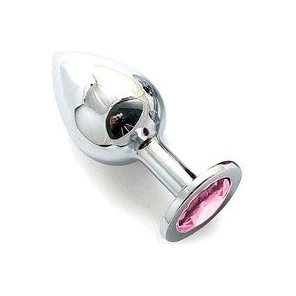  Анальная пробка BUTT PLUG Large с розовым кристаллом 9,5 см 