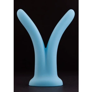  Голубой фаллоимитатор с раздвоенным концом SplitDildo 16 см 