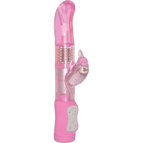  Розовый вибромассажер с клиторальным отростком SLIM HUMMING BIRD G-SPOT VIBE 25 см 