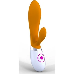  Оранжевый вибратор Rabbit с клиторальным стимулятором 