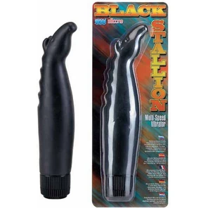  Чёрный вибратор с кончиком в форме лошадки BLACK STALLION 19 см 