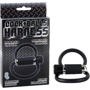  Черное двойное эрекционное кольцо COCK BALLS HARNESS W. MULTISPEED BULLET 